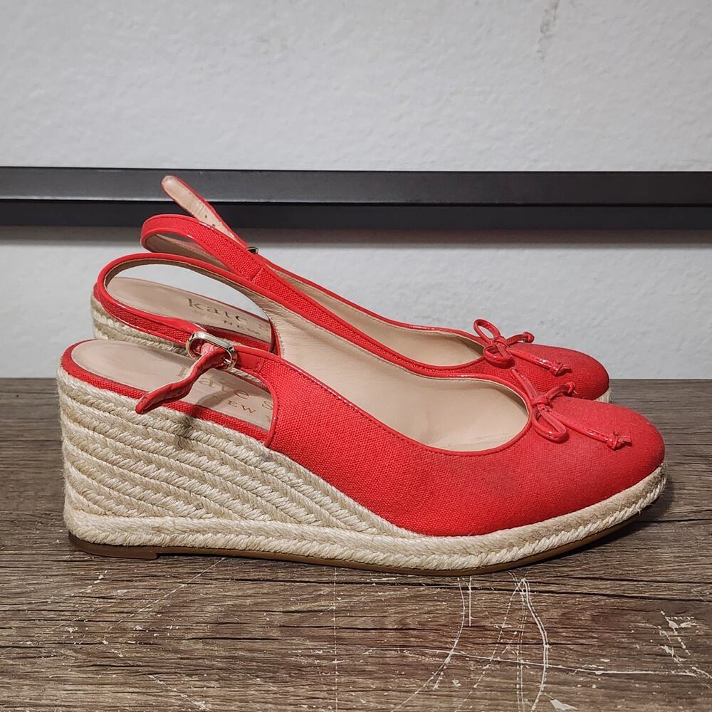 Kate Spade New York Panama Nights Women's Wedge Espadrilles Shoes Size 8.5 Red - Picture 3 of 9